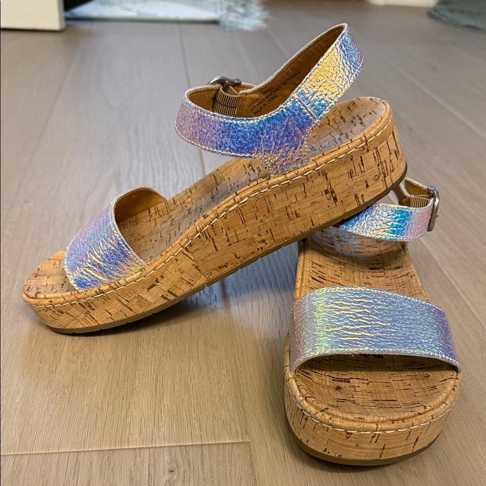Born Iridescent Multi-Color Cork Platform Sandals